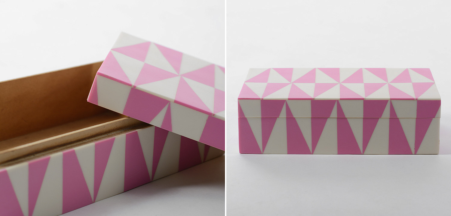 Шкатулка Pink Triangles Bone Inlay Box Шкатулка Pink Triangles Bone Inlay Box - Loft-Concept в Тюмени