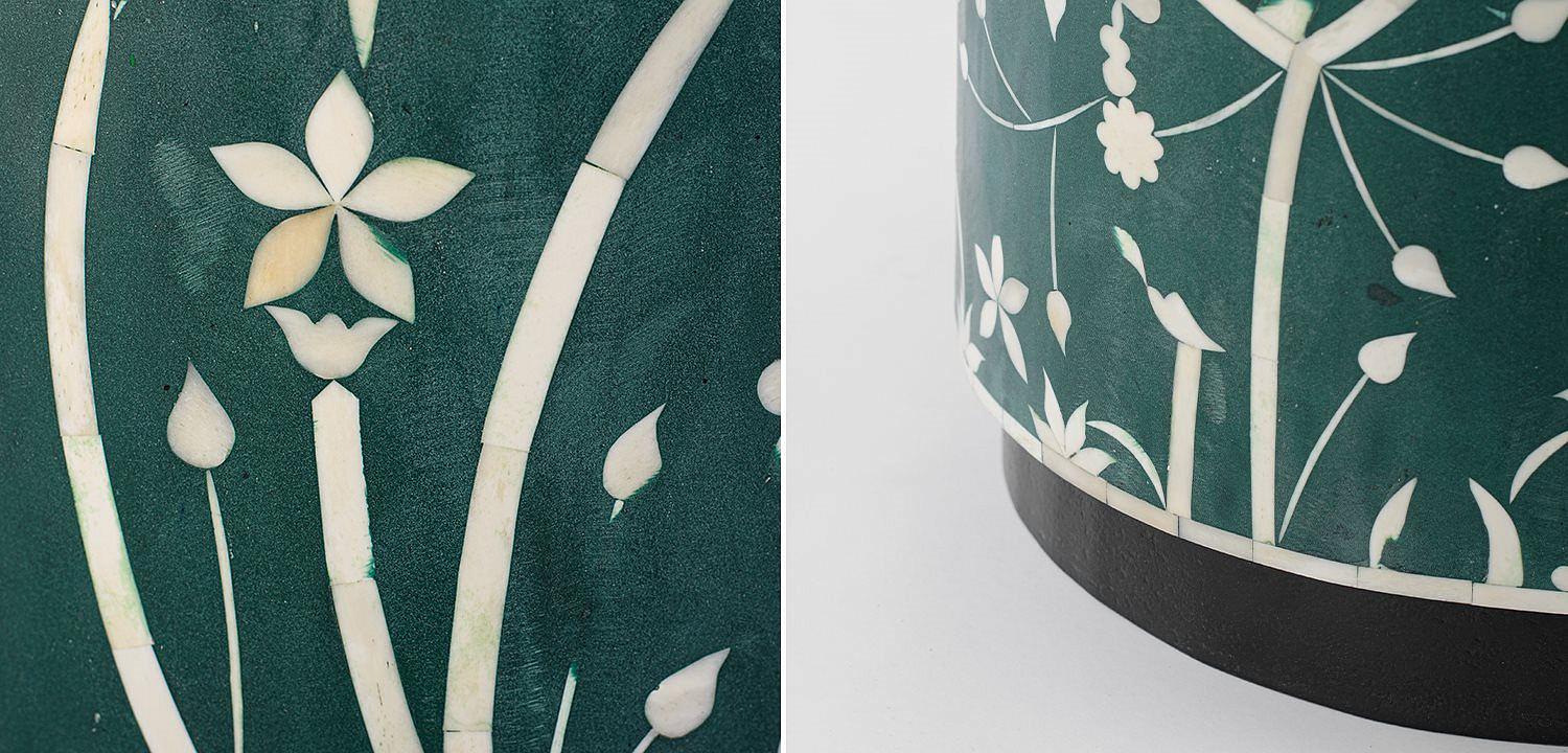 Табурет Green Flower Indian Bone Inlay stool Табурет Green Flower Indian Bone Inlay stool - Loft-Concept в Тюмени