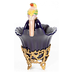 Чаша темно-синего цвета из фарфора с разноцветной птичкой Eden Garden porcelain and bronze варинант исполнения - 3 | Loft Concept в Тюмени