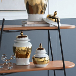 Ваза белая с крышкой и золотистыми фрагментами 24 см Chinoiserie Ceramics варинант исполнения - 4 | Loft Concept в Тюмени