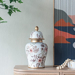 Ваза с нежным цветочным узором в пастельных тонах и крышкой с золотым акцентом Chinoiserie Ceramics варинант исполнения - 5 | Loft Concept в Тюмени