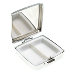 Таблетница карманная квадратная с 2-мя отделениями с зеркалом и накладкой из натурального камня Амазонит Silver Stone Pillboxes варинант исполнения - 2 | Loft Concept в Тюмени