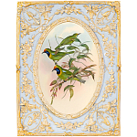 Декоративный постер с изображением птиц в раме с рельефным растительным узором Blooming Birds Poster варинант исполнения - 4 | Loft Concept в Тюмени