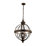 Подвесной светильник бронзового цвета с прозрачным стеклянным плафоном в форме шара в индустриальном стиле на цепи 4 лампы Feiss варинант исполнения - 2 | Loft Concept в Тюмени