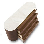 Дизайнерский комод овальной формы с белой столешницей и 4-мя ящиками Gioli варинант исполнения - 1 | Loft Concept в Тюмени