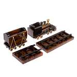 Часы настольные в виде паровоза из натурального камня Обсидиан Train Stone Clock варинант исполнения - 3 | Loft Concept в Тюмени