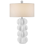 Настольная лампа белая с тканевым абажуром в форме цилиндра Morphing варинант исполнения - 3 | Loft Concept в Тюмени