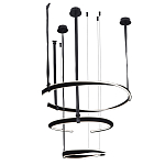 Люстра подвесная с 3-мя кольцами из кожаных ремней черного цвета Half Ring Horizontal  варинант исполнения - 2 | Loft Concept в Тюмени