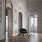 Люстра подвесная круглая с изогнутыми металлическими дугами и ниспадающими цепочками 65 см Atlantis Chain варинант исполнения - 18 | Loft Concept в Тюмени