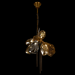 Люстра подвесная со стеклянными плафонами из дымчатого и золотистого с тремя вертикальными подвесками Gilded Mirage  варинант исполнения - 6 | Loft Concept в Тюмени