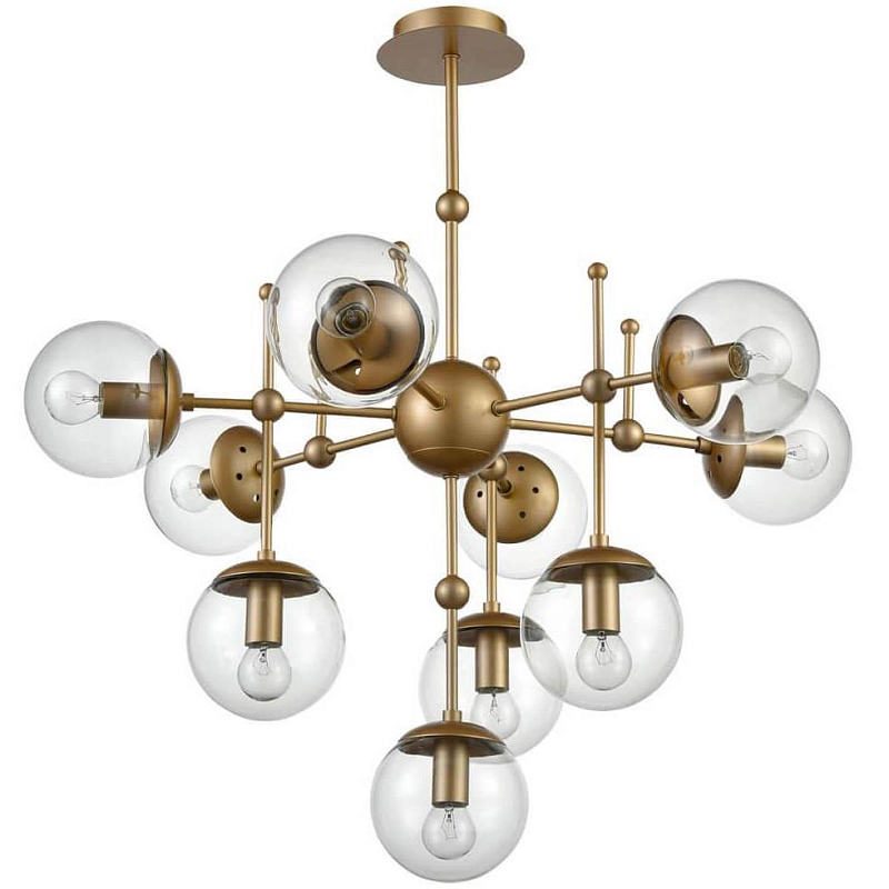 Люстра Gold Balls Chandelier 10 Золотой Прозрачный Люстра Gold Balls Chandelier 10 Золотой Прозрачный в Тюмени | Loft Concept