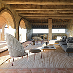 Дизайнерский кофейный стол из дерева с керамической столешницей уличный SWAY Coffee Table варинант исполнения - 9 | Loft Concept в Тюмени