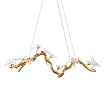 Люстра подвесная линейная с прозрачными стеклянными птичками на ветвях Serip Voa варинант исполнения - 1 | Loft Concept в Тюмени