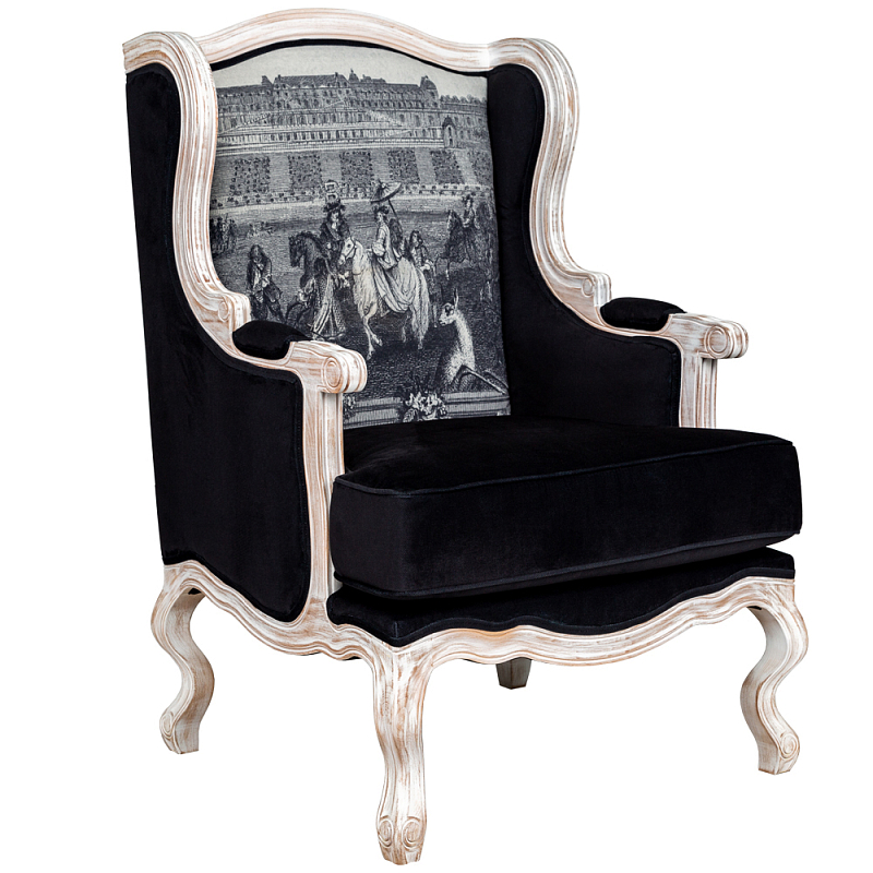 Кресло Saint Germain Armchair Черно-белый Белый винтажная патина Кресло Saint Germain Armchair Черно-белый Белый винтажная патина в Тюмени | Loft Concept