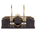 Настольный письменный набор из бежевого мрамора с часами Marble Accessory варинант исполнения - 3 | Loft Concept в Тюмени