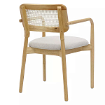 Стул обеденный с мягким сиденьем и спинкой из плетеного ротанга Wood and Textile Chair варинант исполнения - 3 | Loft Concept в Тюмени