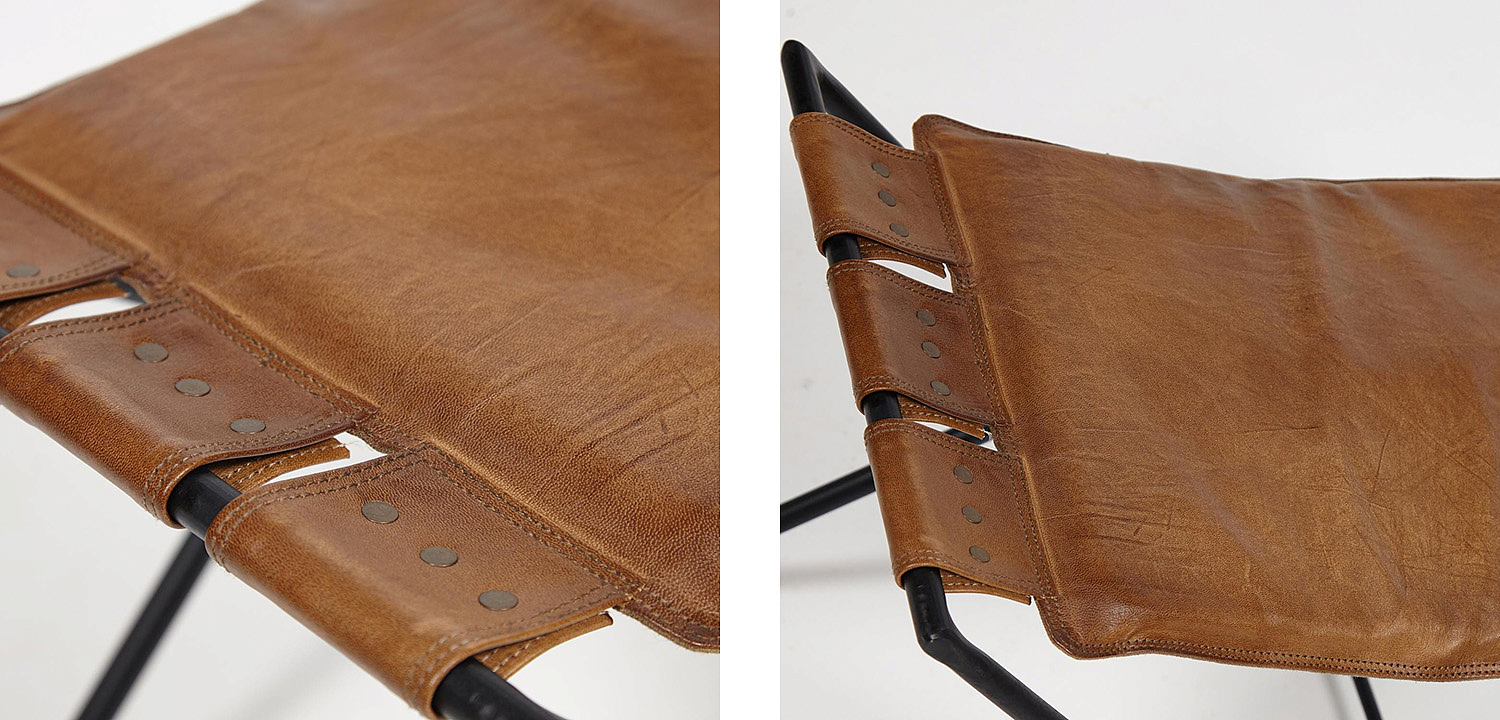 Табурет из кожи буйвола Industrial leather folding stool Табурет из кожи буйвола Industrial leather folding stool - Loft-Concept в Тюмени
