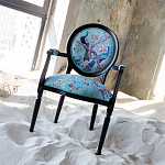 Полукресло из массива бука бирюзовое с изображением птиц и цветов Turquoise Chinoiserie Garden Chair варинант исполнения - 6 | Loft Concept в Тюмени