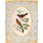 Декоративный постер с изображением птиц в раме с рельефным растительным узором Blooming Birds Poster варинант исполнения - 7 | Loft Concept в Тюмени