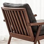Кресло c каркасом из массива дерева и мягкой кожаной обивкой Walnut Armchair варинант исполнения - 9 | Loft Concept в Тюмени