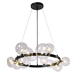 Люстра круглая подвесная с 15-ю прозрачными шарообразными плафонами из стекла Iona chandelier варинант исполнения - 8 | Loft Concept в Тюмени