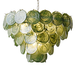 Люстра из зеленых стеклянных дисков с перламутровым эффектом Green Glowing Glaze варинант исполнения - 6 | Loft Concept в Тюмени
