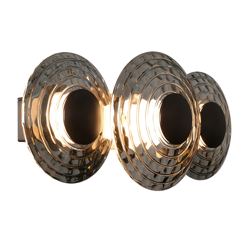 Бра из трех стеклянных фактурных дисков Eyepiece Прозрачный Янтарный Дымчатый (Smoke) в Тюмени | Loft Concept 