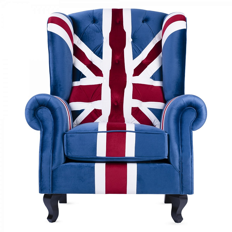 Кресло Armchair Union Jack velvet Белый Синий Красный в Тюмени | Loft Concept 