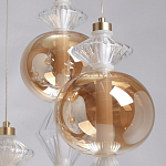 Люстра с плафонами из прозрачного и янтарного стекла в виде шаров и ромбов Gabriel Scott Luna варинант исполнения - 9 | Loft Concept в Тюмени