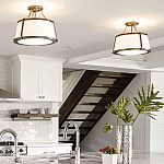 Потолочный светильник со светлым текстильным абажуром Hinkley варинант исполнения - 10 | Loft Concept в Тюмени