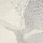 Обои ручная роспись в стиле Арт-деко Whistler Peacocks Special Colourway on 12 Carat White Gold gilded silk варинант исполнения - 2 | Loft Concept в Тюмени