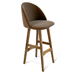 Барный стул со спинкой на 4-х деревянных ножках Коричневый Велюр Vendramin Chair  варинант исполнения - 1 | Loft Concept в Тюмени