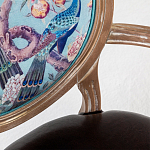 Полукресло из массива бука с сиденьем из экокожи и цветочным принтом на спинке Chinoiserie Garden Chair варинант исполнения - 2 | Loft Concept в Тюмени