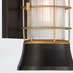 Настенный фонарь цилиндрической формы с рифленым стеклом в золотом каркасе на черном прямоугольном основании Eurofase варинант исполнения - 14 | Loft Concept в Тюмени