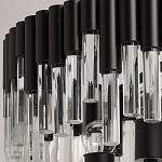 Люстра круглая из матового черного металла с подвесками из прозрачных стеклянных трубок Noir Tubes варинант исполнения - 7 | Loft Concept в Тюмени