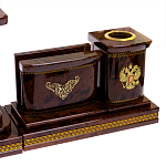 Настольный письменный набор с часами и визитницами из природного камня обсидиана Royal Present варинант исполнения - 3 | Loft Concept в Тюмени