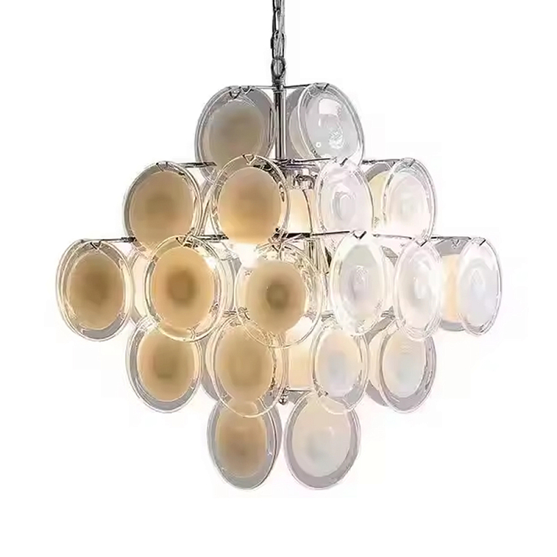 Люстра с каскадом из круглых декоративных элементов White Clear Glass Chandelier Белый Хром Прозрачный Люстра с каскадом из круглых декоративных элементов White Clear Glass Chandelier Белый Хром Прозрачный в Тюмени | Loft Concept