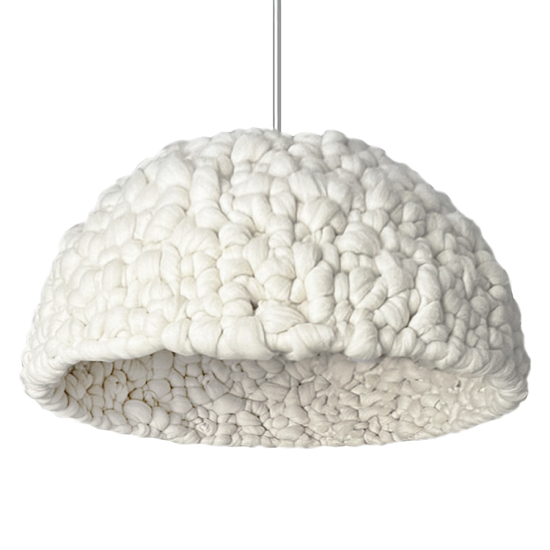 Вязаный подвесной светильник из шерсти Dome Wool Lamp Белый Вязаный подвесной светильник из шерсти Dome Wool Lamp Белый в Тюмени | Loft Concept