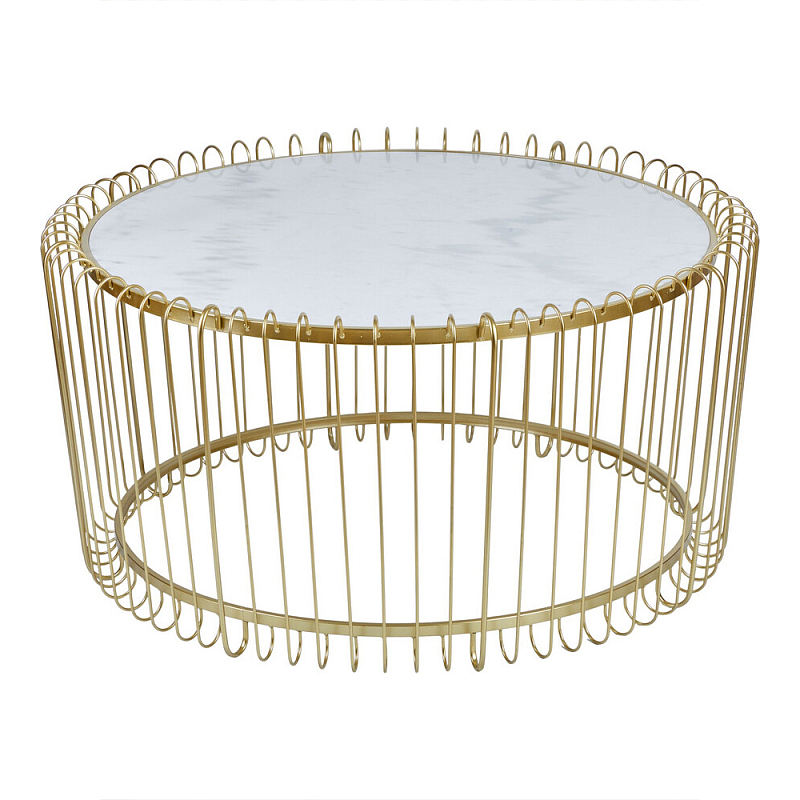 Журнальный столик с столешницей из мрамора на металлическом основании Table Vertical Planes Белый Золотой в Тюмени | Loft Concept 