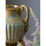 Ваза голубого цвета из фарфора с золотым растительным орнаментом и бронзовыми фигурками женщин Eden Garden porcelain and bronze варинант исполнения - 8 | Loft Concept в Тюмени