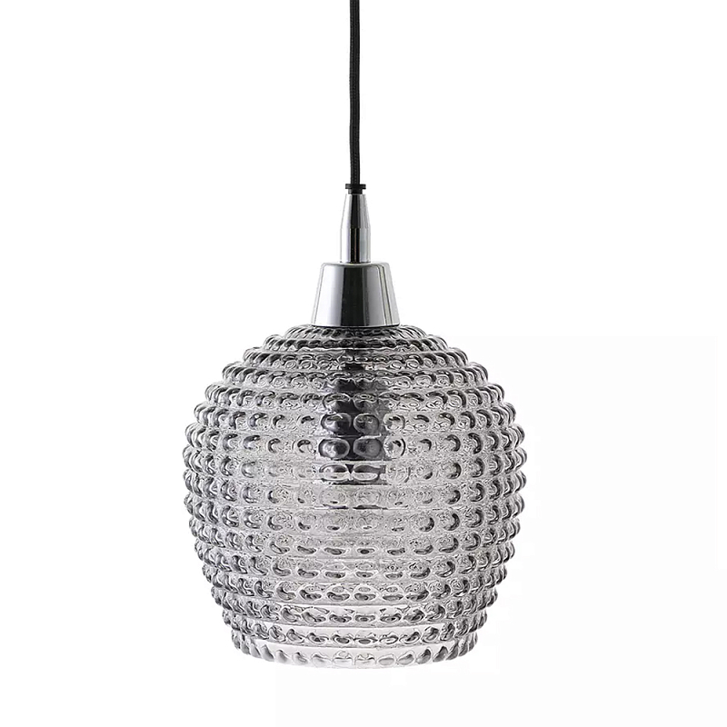 Подвесной светильник с рельефным стеклянным плафоном Embossed Glass Shade Прозрачный Серый Черный Подвесной светильник с рельефным стеклянным плафоном Embossed Glass Shade Прозрачный Серый Черный в Тюмени | Loft Concept