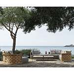 Дизайнерский уличный диван из массива дерева с плетеной спинкой PALINFRASCA Sofa варинант исполнения - 3 | Loft Concept в Тюмени
