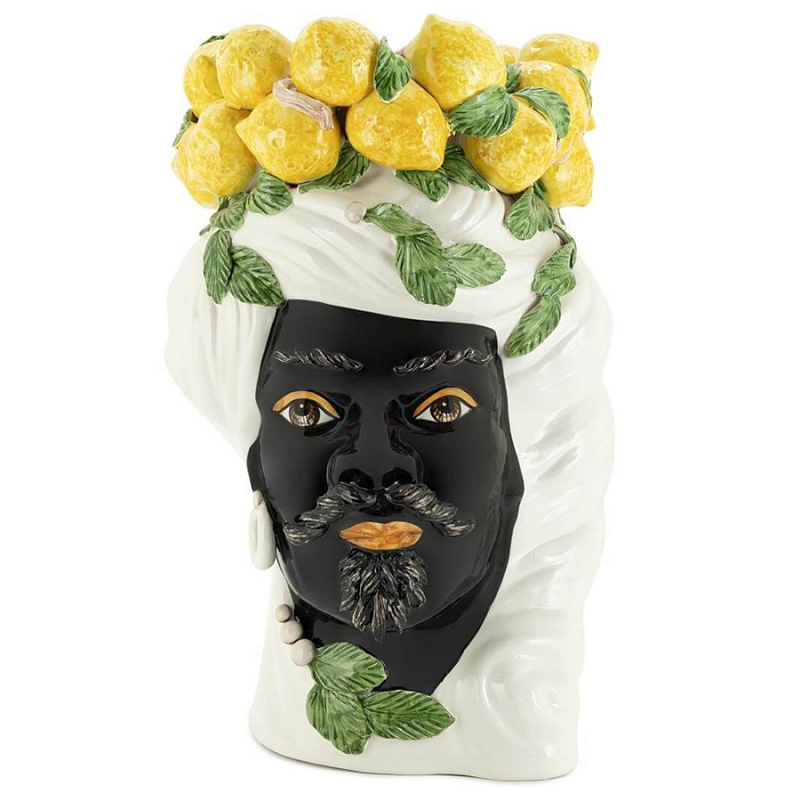 Ваза VASE LEMON HEAD MAN BIG Желтый Белый Ваза VASE LEMON HEAD MAN BIG Желтый Белый в Тюмени | Loft Concept