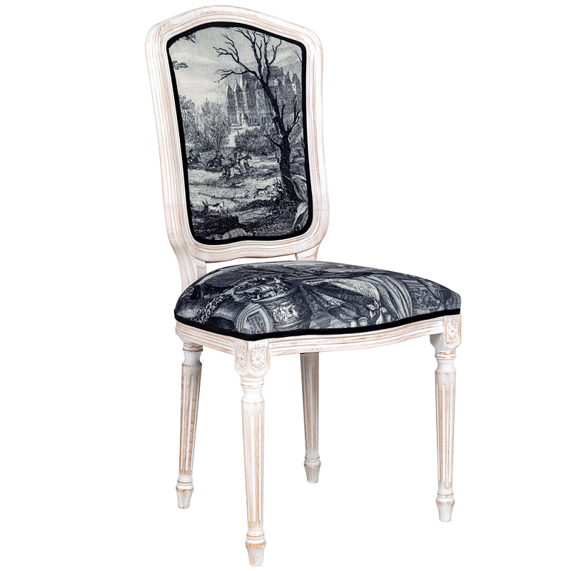 Стул Madrid Castle Stool Черно-белый Белый винтажная патина Стул Madrid Castle Stool Черно-белый Белый винтажная патина в Тюмени | Loft Concept
