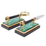 Настольный письменный набор из малахита и долерита с декором в виде герба России Leader Organizer варинант исполнения - 5 | Loft Concept в Тюмени