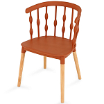 Пластиковый стул на ножках из массива бука Ferret Spiral Brown варинант исполнения - 7 | Loft Concept в Тюмени