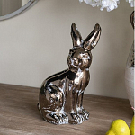 Статуэтка заяц из текстурированной терракоты и покрытый глянцевой краской под бронзу Rabbit Charm  варинант исполнения - 5 | Loft Concept в Тюмени