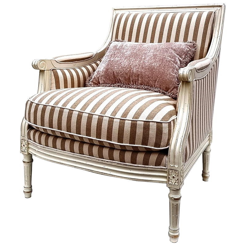 Кресло в полоску в стиле прованс Modeste Provence Armchair Бежевый Коричневый Кресло в полоску в стиле прованс Modeste Provence Armchair Бежевый Коричневый в Тюмени | Loft Concept