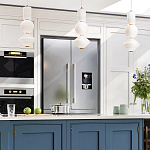 Подвесной светильник белого цвета с тремя геометрическими плафонами Alora Mood варинант исполнения - 12 | Loft Concept в Тюмени