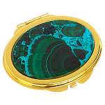 Зеркало карманное складное овальное из натурального камня Малахит с Хризоколлой Gold Stone Mirrors варинант исполнения - 1 | Loft Concept в Тюмени
